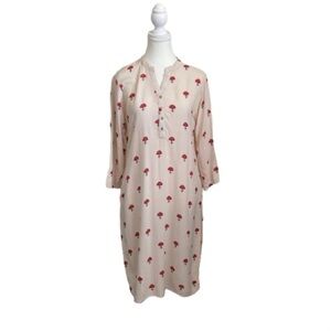 Melange Cream Midi Dress with Red Accents